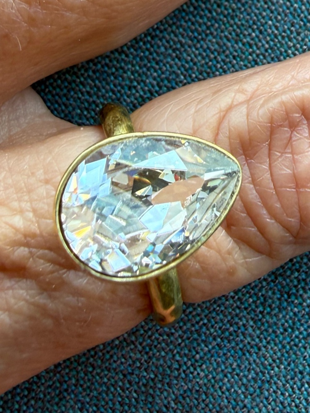 Silpada K & R Brass Teardrop Crystal Ring